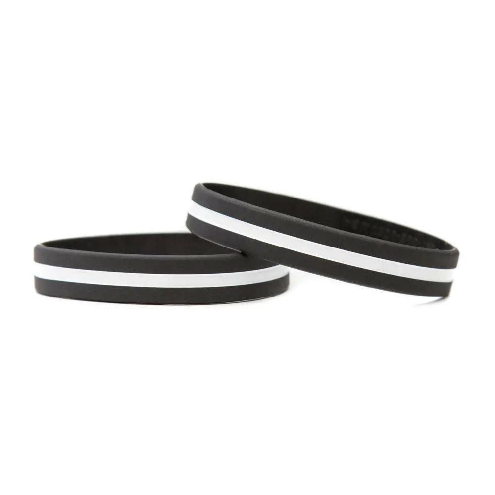 Thin White Line - Adult 8" Support Health Care Workers Black Wristband Black