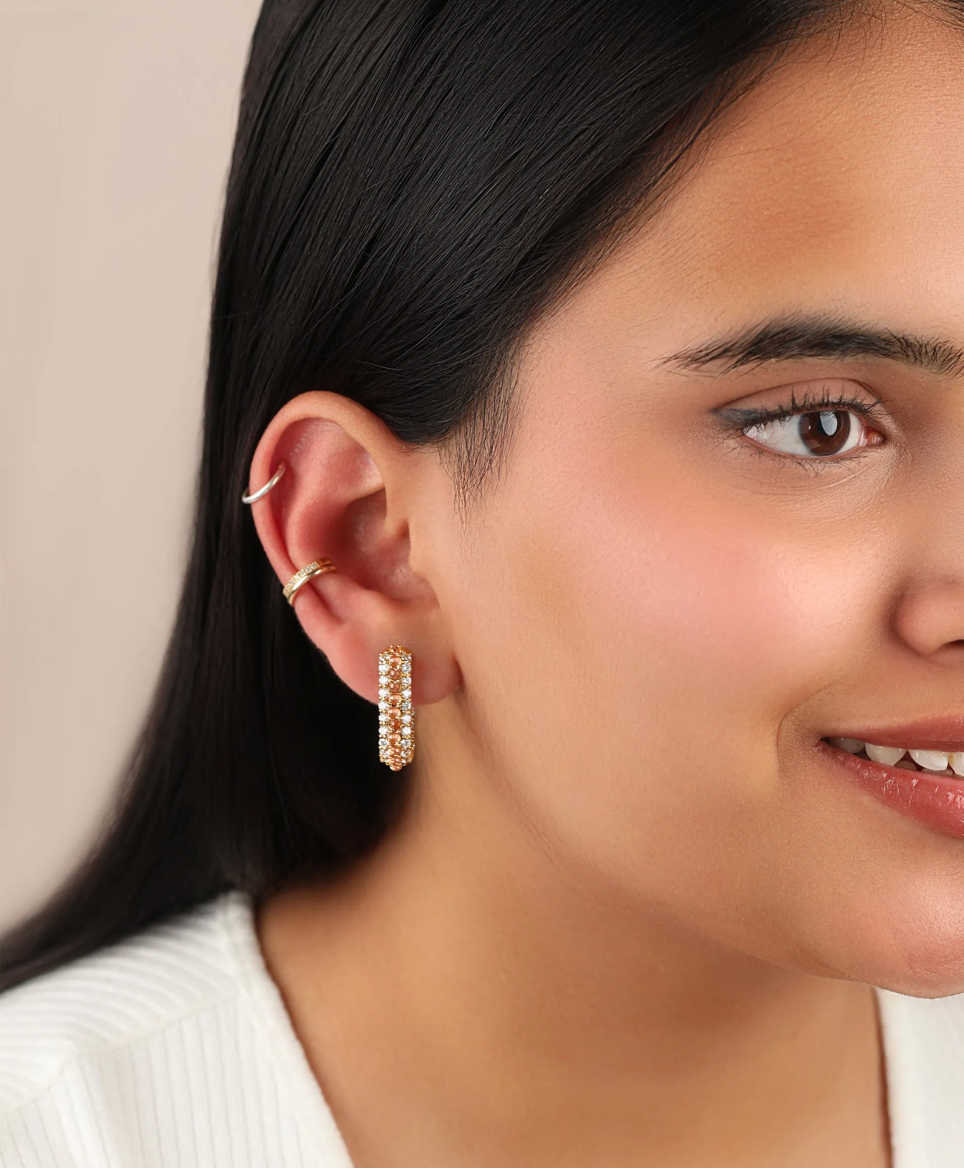 Timeless Sparkle U-Shaped Sunstone Vermeil Hoops