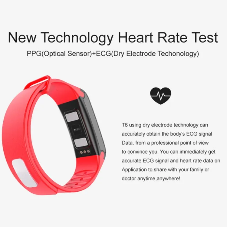 TLW T6 Fitness Tracker 0.96 inch OLED Display Wristband Smart Bracelet, Support Sports Mode / ECG / Heart Rate Monitor / Blood Pressure / Sleep Monitor (Blue)