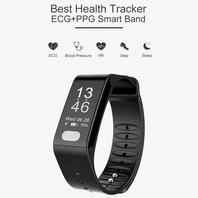 TLW T6 Fitness Tracker 0.96 inch OLED Display Wristband Smart Bracelet, Support Sports Mode / ECG / Heart Rate Monitor / Blood Pressure / Sleep Monitor (Blue)