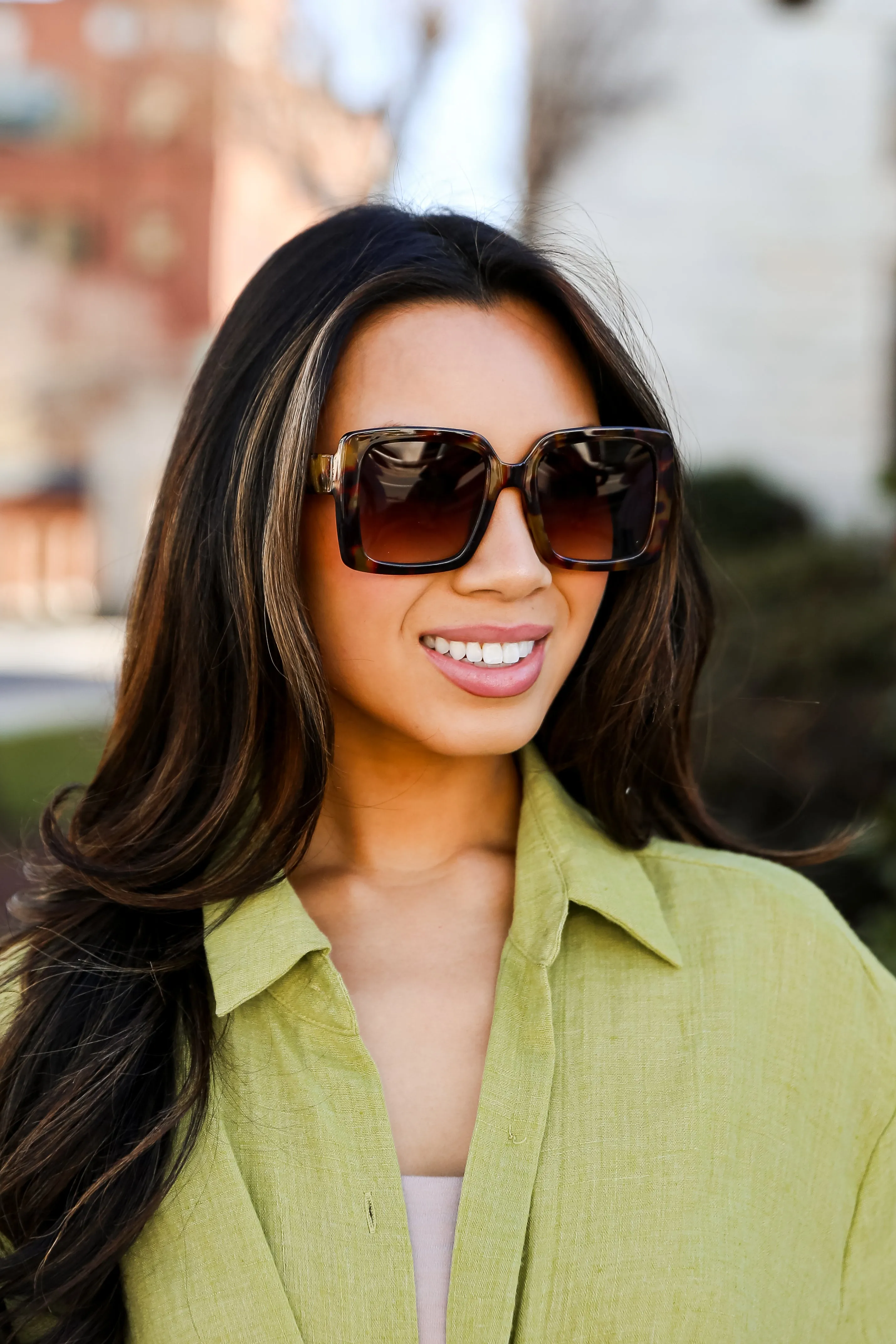 Turn Up The Sunshine Tortoise Oversized Square Sunglasses