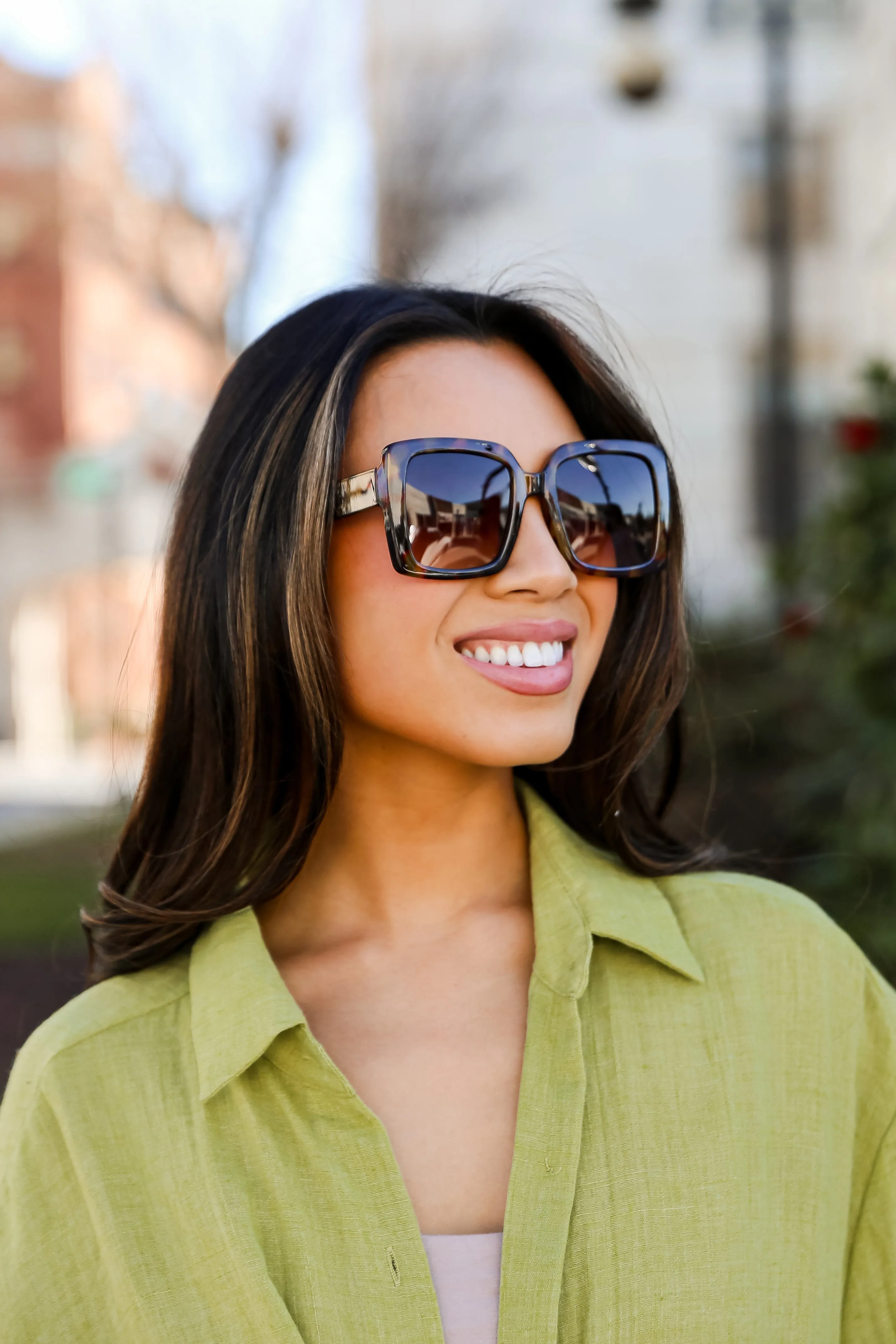 Turn Up The Sunshine Tortoise Oversized Square Sunglasses