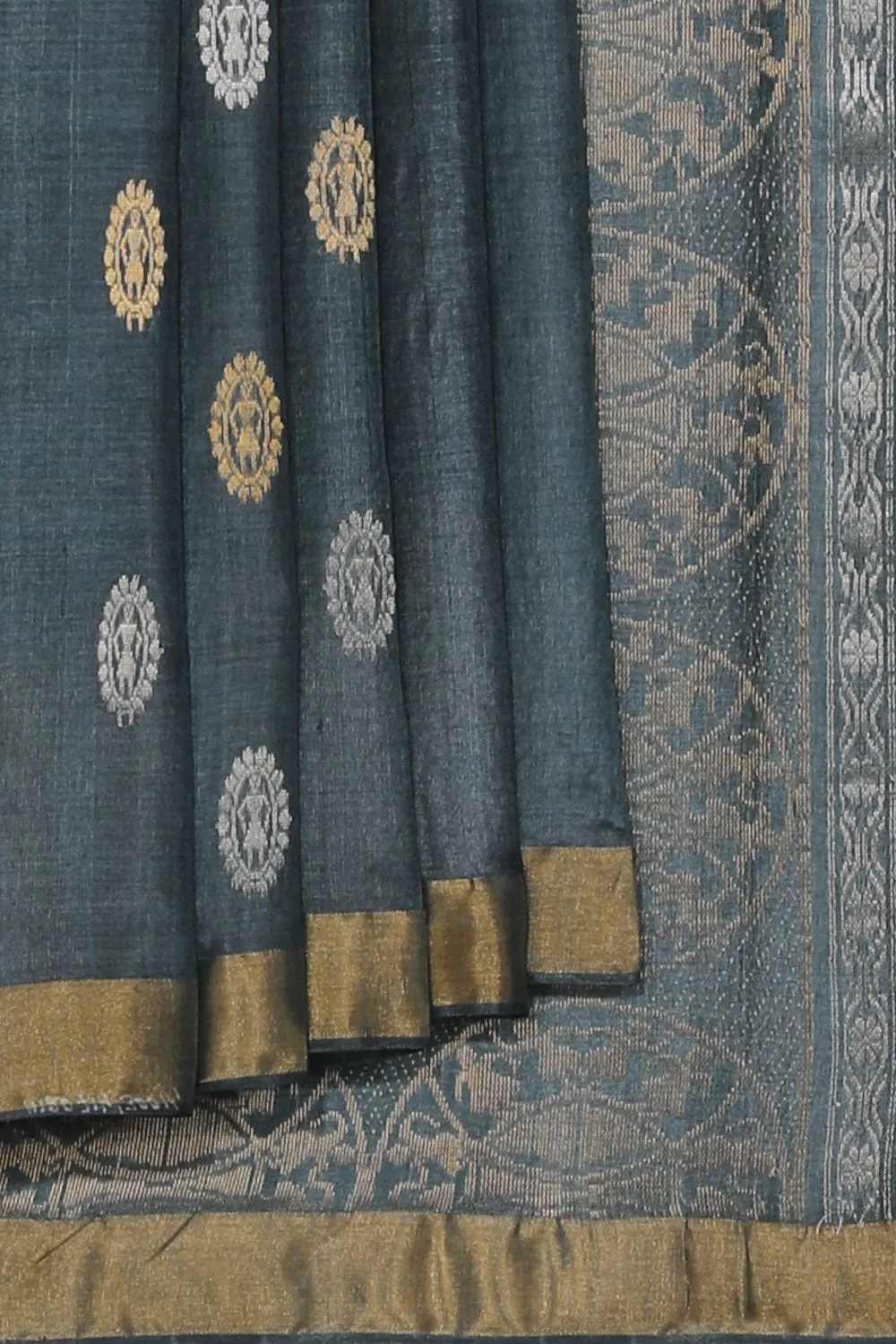 Tussar Silk Grey Saree