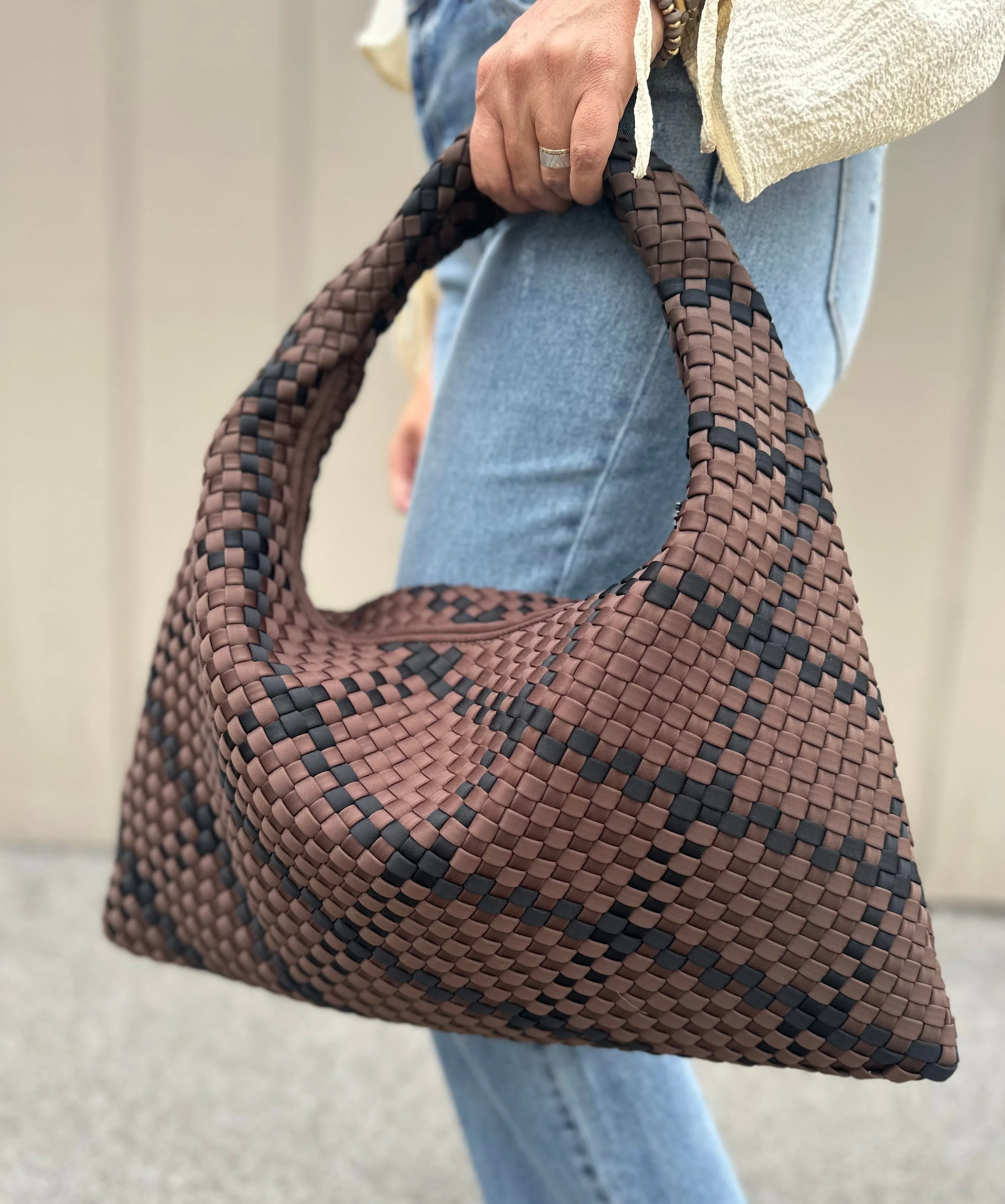Two-Tone Woven Handbag