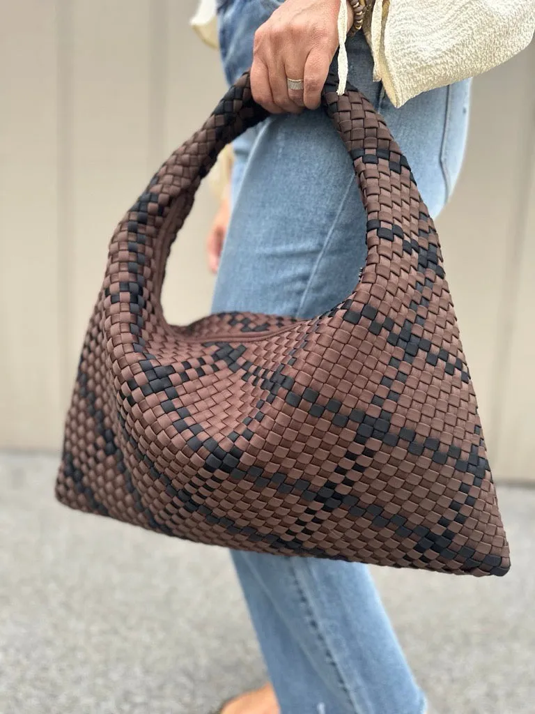 Two-Tone Woven Handbag