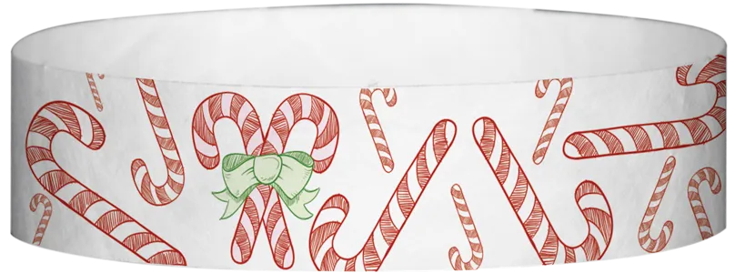 Tyvek® 3/4" x 10" Candy Canes pattern wristbands