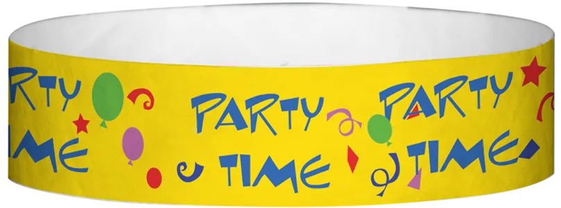 Tyvek® 3/4" x 10" Party Time pattern wristbands