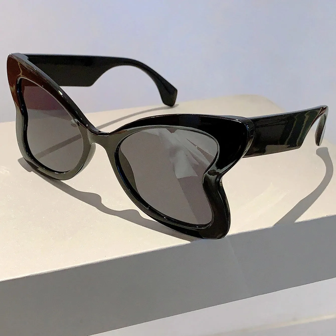 VAIGE Chic Oversized Butterfly Sunglasses in Black and Gold
