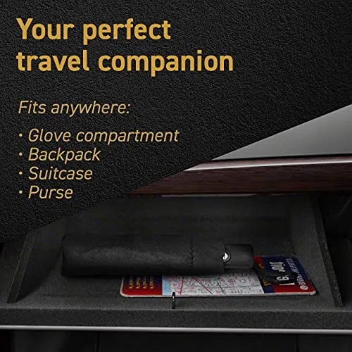 Windproof Travel Umbrella- Double Vented - Auto - Black