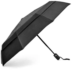Windproof Travel Umbrella- Double Vented - Auto - Black