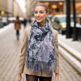 Winter Protea Pashmina Scarf (70x180cm) - Exclusive Design - Dusky Pink