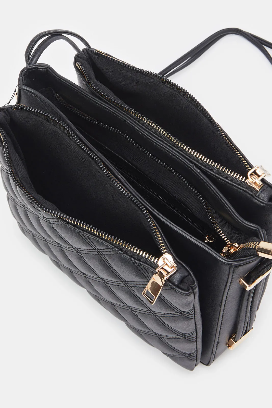 Women Black Quilted Cross Body Bag
