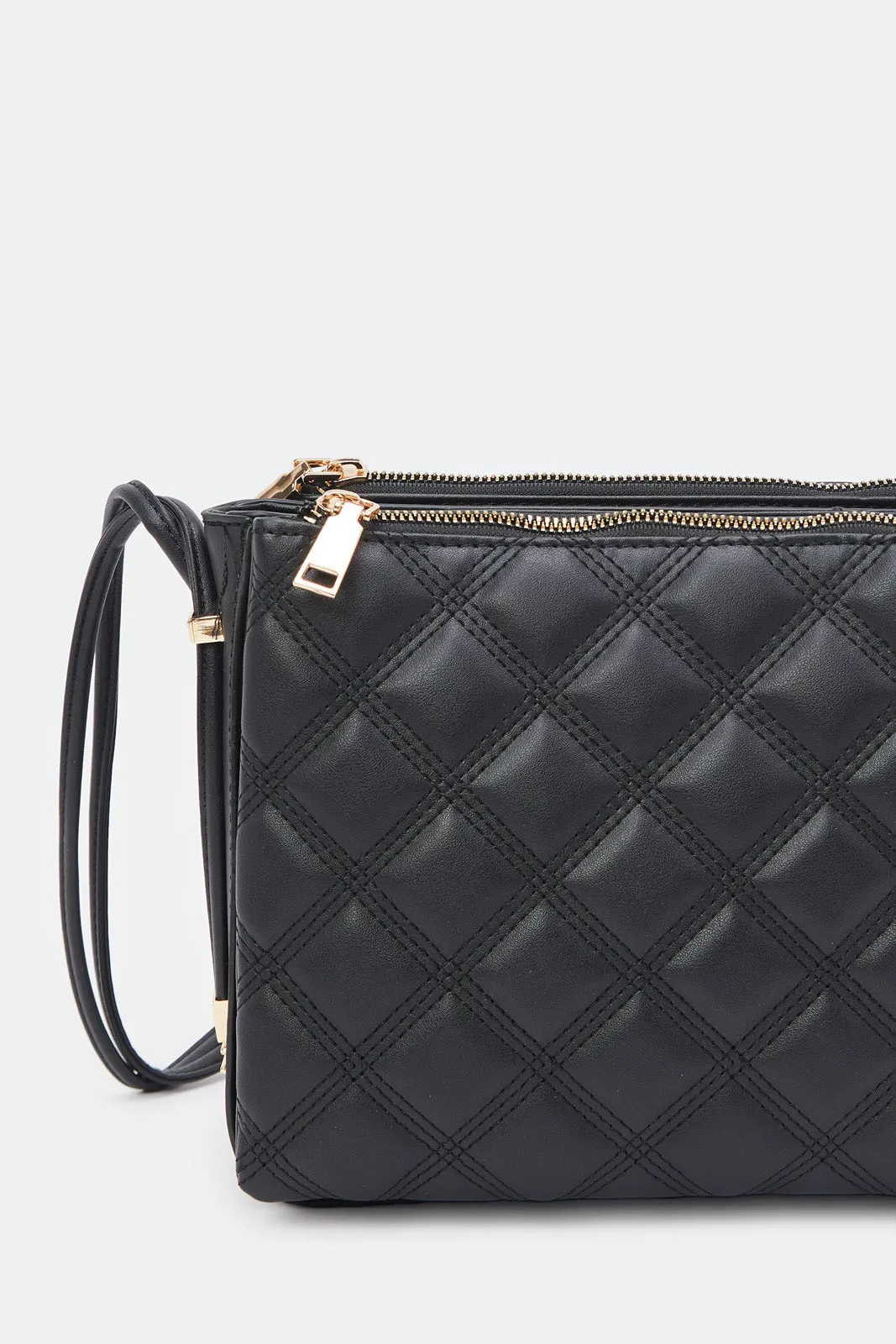 Women Black Quilted Cross Body Bag