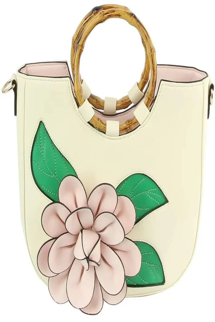 Women Flower Satchel Evening Purse Two Handle