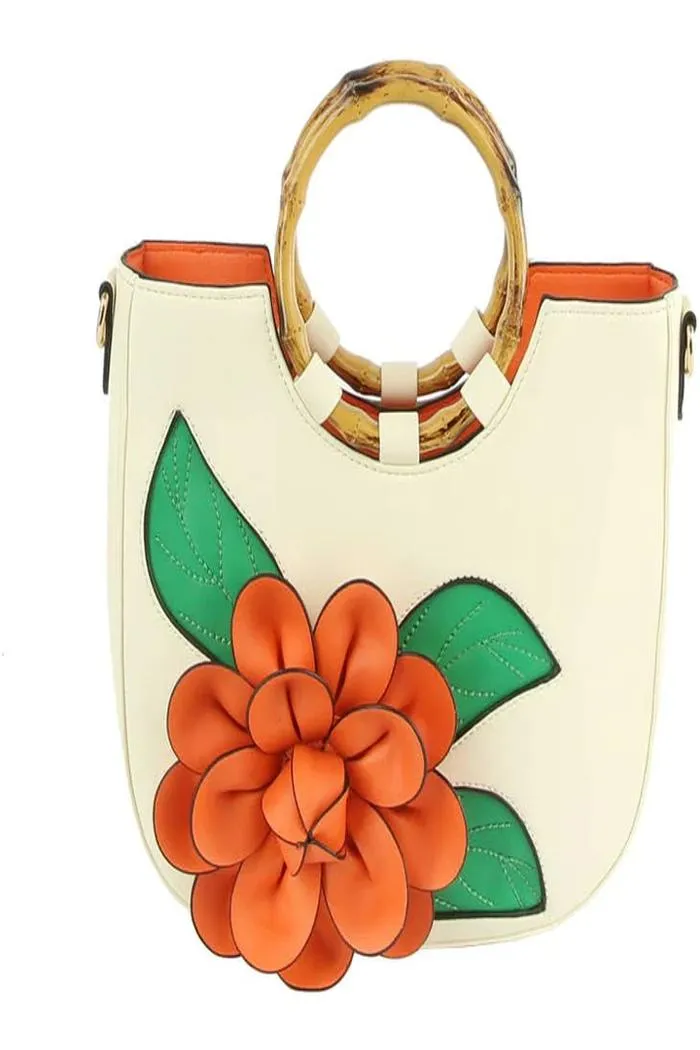 Women Flower Satchel Evening Purse Two Handle