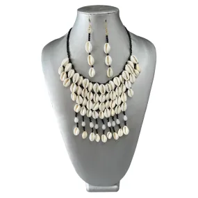 Women's Cowrie Shell Necklace Set with Earrings