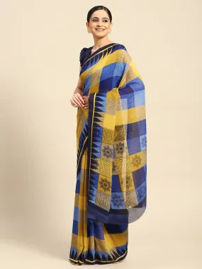 Yellow Georgette Printed Classy Saree