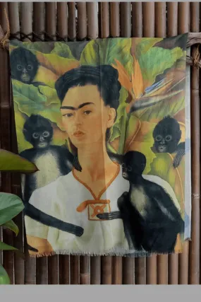 Zura Frida Kahlo 100% Cotton Scarf - Monkey