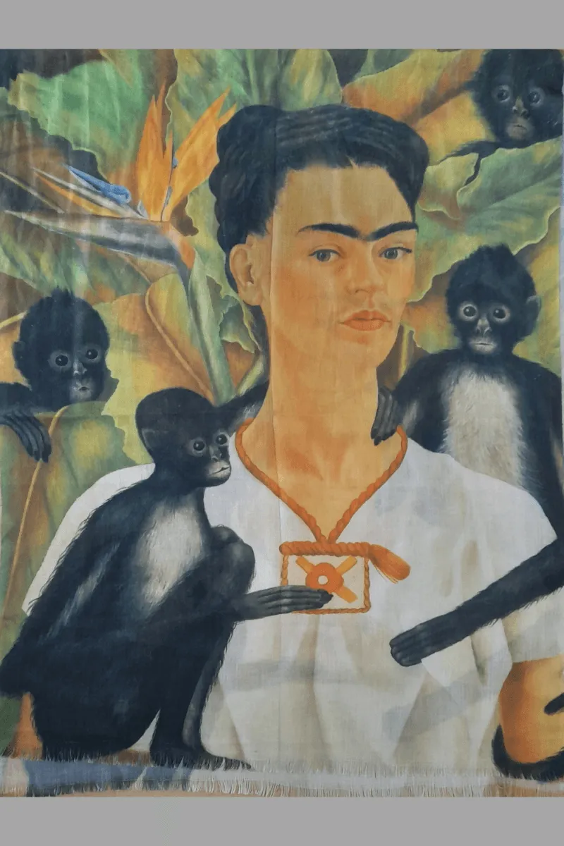 Zura Frida Kahlo 100% Cotton Scarf - Monkey