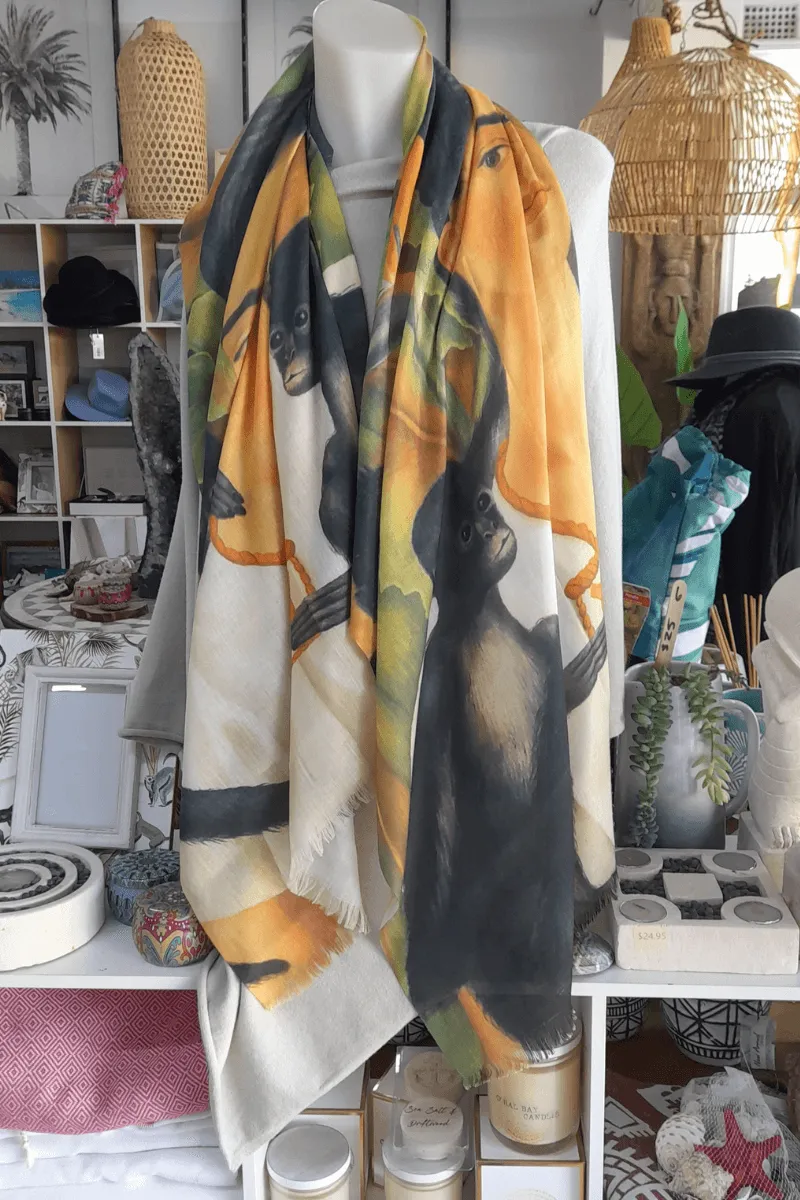 Zura Frida Kahlo 100% Cotton Scarf - Monkey