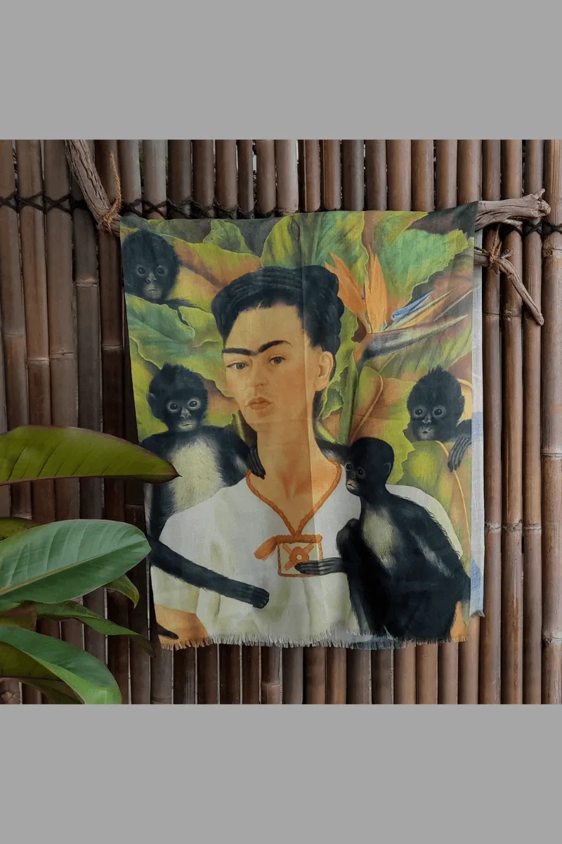 Zura Frida Kahlo 100% Cotton Scarf - Monkey